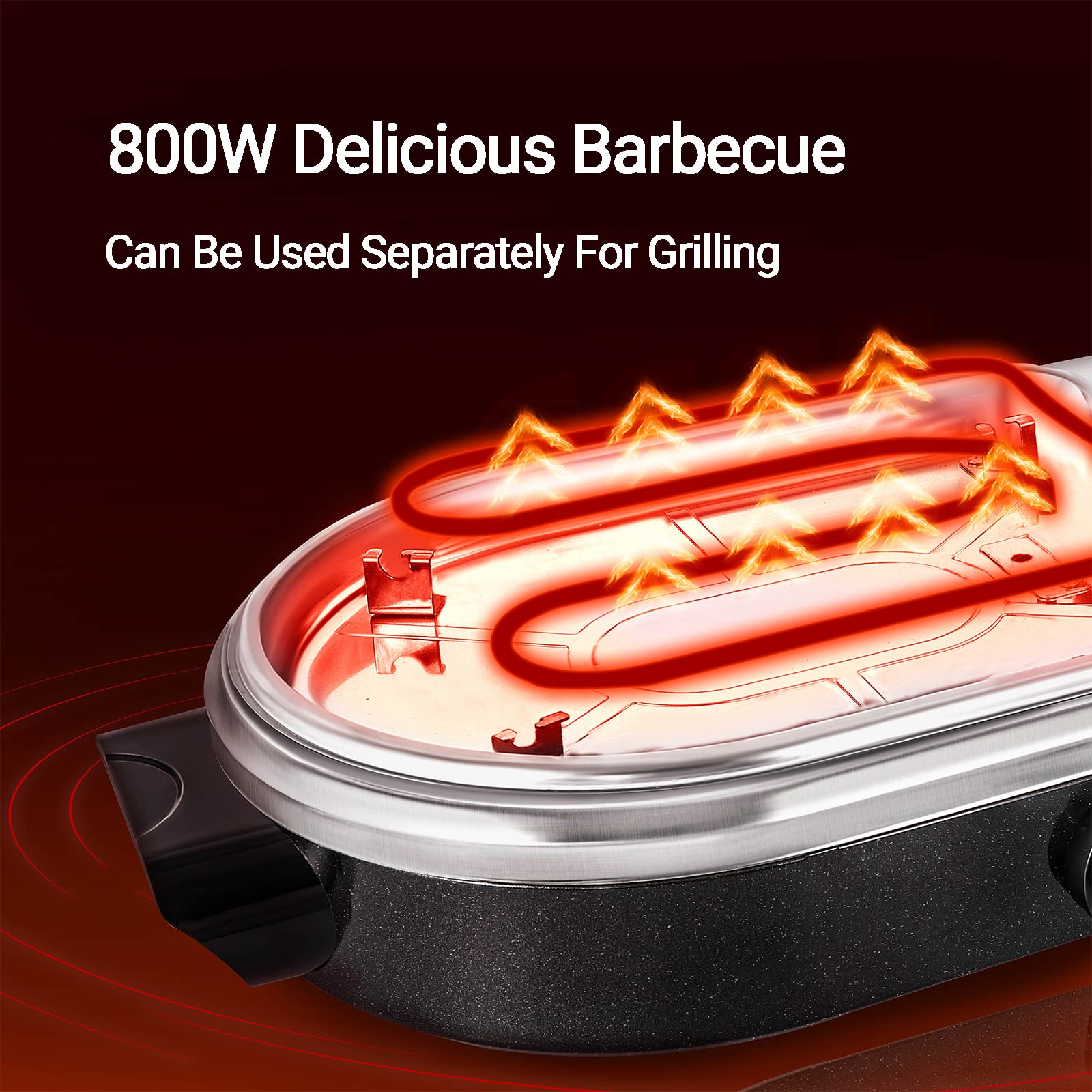 2-in-1 Electric Grill & Hot Pot - Indoor Smokeless Korean BBQ Grill with Non-Stick Surface | Dual Temperature Control | Perfect for Family Gatherings & Indoor Cooking (2-10 People Capacity) | Great for Home Parties, Camping & Small Restaurants