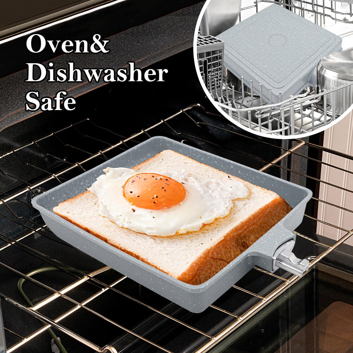Nonstick Ceramic Tamagoyaki Pan - Large 9” x 8.2” Japanese Omelette Pan with Detachable Handle, Oven & Dishwasher Safe (Blue) - Perfect for Making Japanese Rolled Omelets, Breakfast Eggs, and Asian-Style Dishes