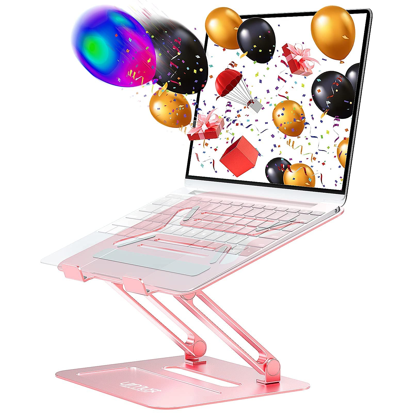 Premium Adjustable Laptop Stand for Desk - Black & Rose Gold 2-Pack Set | Ergonomic Computer Riser for Home Office, Gaming & Workspace Setup