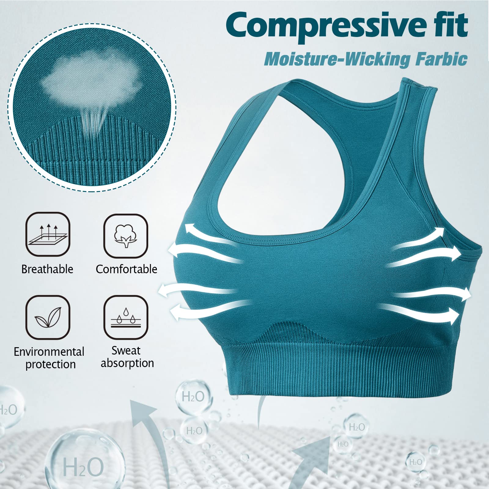 High Support Seamless Padded Racerback Sports Bras for Women - Yoga, Gym, Running & Workout - Perfect for Active Lifestyles & High-Impact Exercises