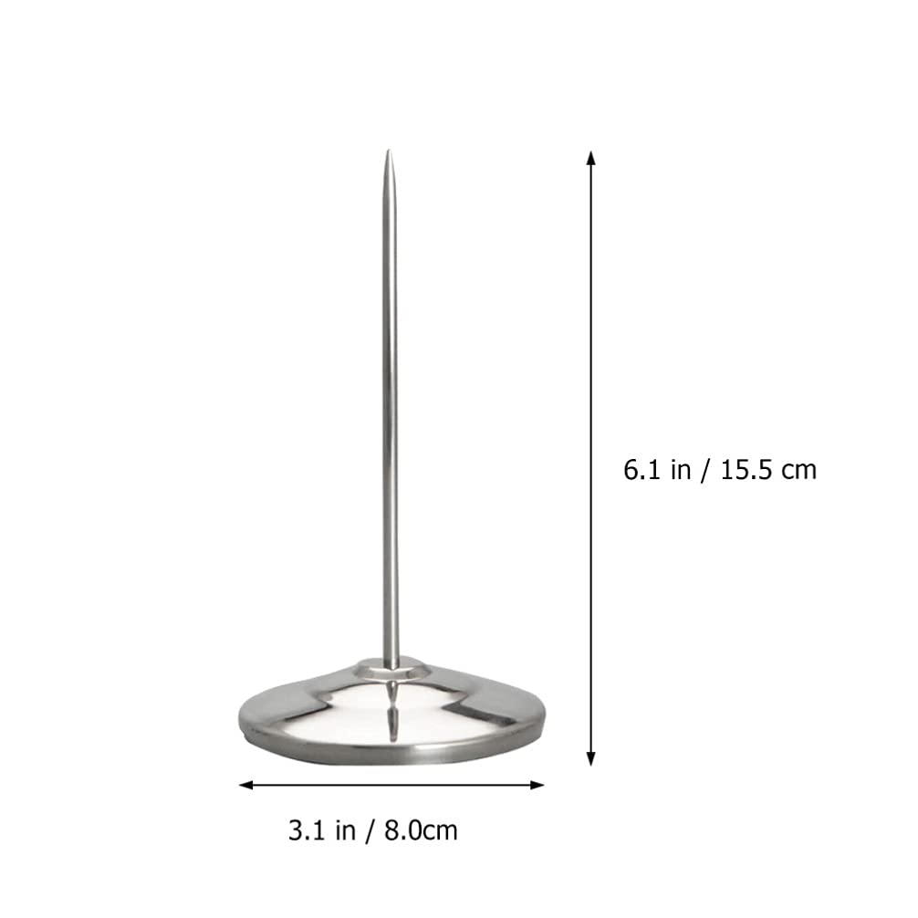 Hemoton Stainless Steel Menu & Receipt Holder - 1PC Single Nail Spike for Notes, Memos, Invoices - Office Desk Organizer for Restaurants, Retail Stores & Home Use