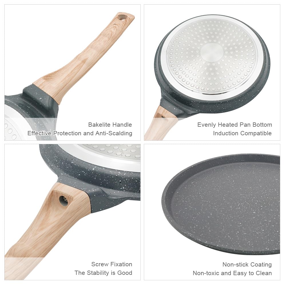 8 Inch Nonstick Crepe Pan - Perfect for Crepes, Omelettes, Tortillas, Pancakes, Dosa & Roti - Black | Ideal for Breakfast, Brunch & Indian Cooking