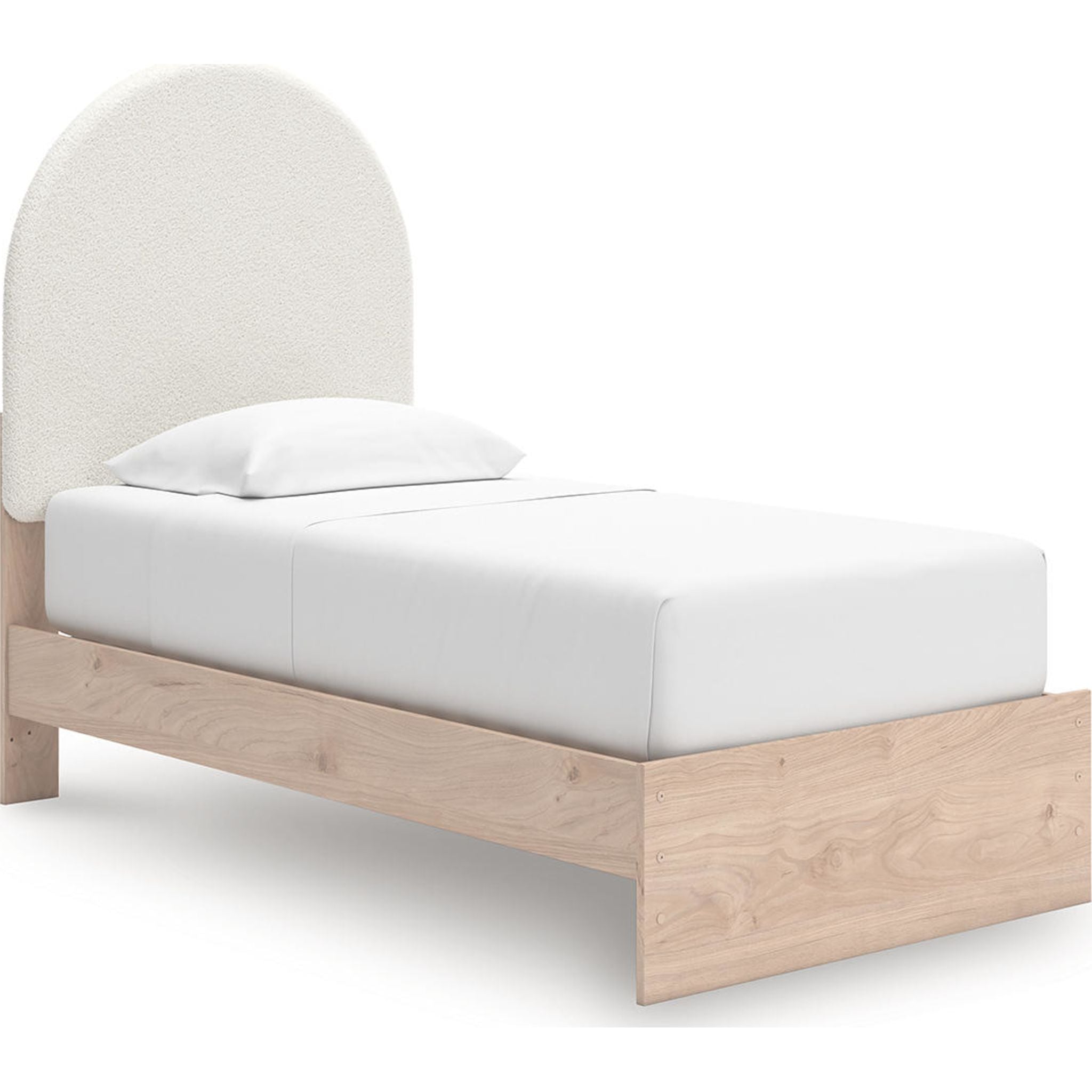 Arloster Modern Platform Bed Frame - Queen Size, Tan & White Wooden Slat Support - Perfect for Bedroom, Guest Room, or Studio Apartment