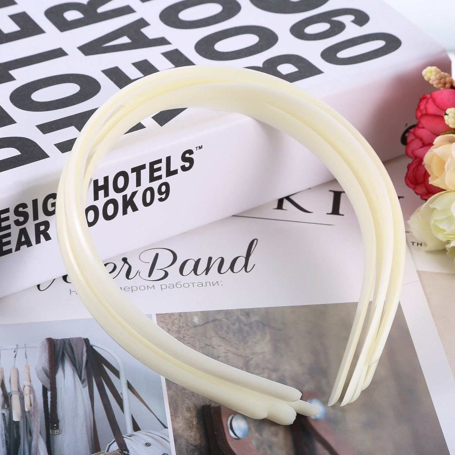 30 Pack 10mm Plain No Teeth Plastic Hair Headbands for Women & Girls - DIY Hair Accessories for Styling, Sports, Work & Everyday Use (White)