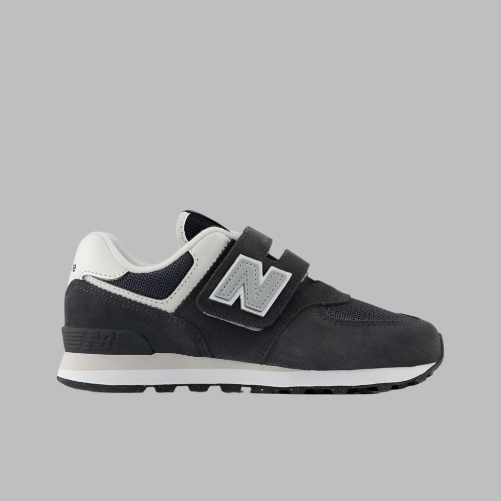 New Balance Kids' 574 Hook & Loop Sneakers - Black/Grey | Lightweight & Comfortable for Everyday Play & School Activities