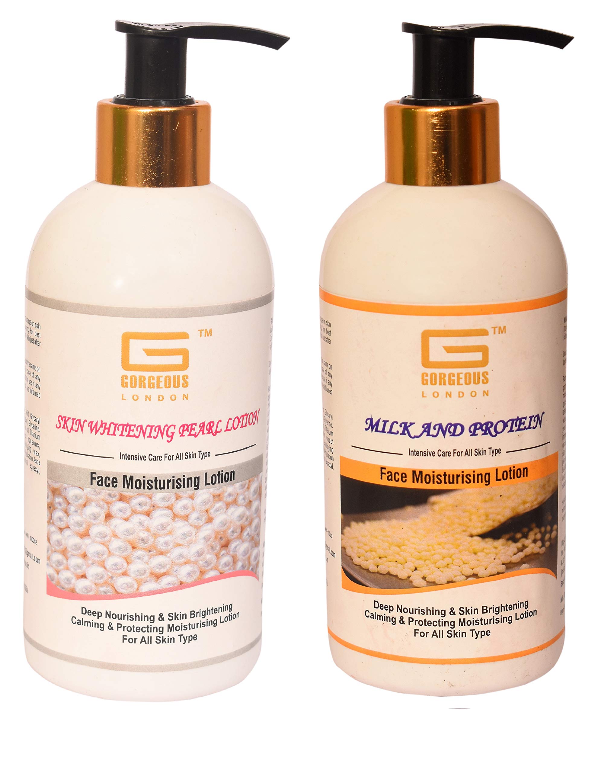 London Pearl & Milk Protein Brightening Moisturizer - 2 Pack (300ml Each) | Hydrating Face Lotion for Glowing Skin | Day & Night Use for Dry & Sensitive Skin