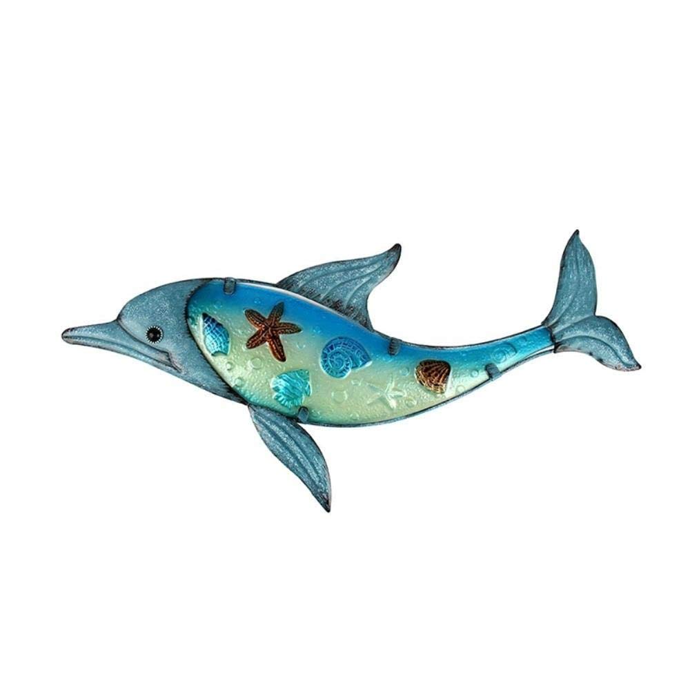 Blue Dolphin Glass Wall Art - Outdoor Garden Decor Sculpture for Home & Yard | Perfect for Patio, Poolside, and Landscape Decoration