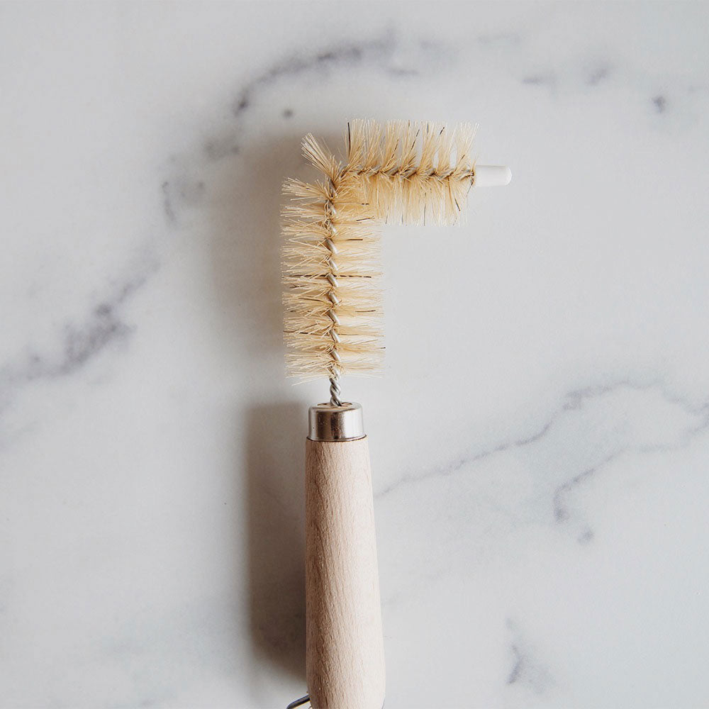 Essential Everyday Angled Bristle Bottle Brush - Heavy Duty Cleaning for Baby Bottles, Water Bottles & Narrow Containers - Perfect for Home, Kitchen & Travel Use
