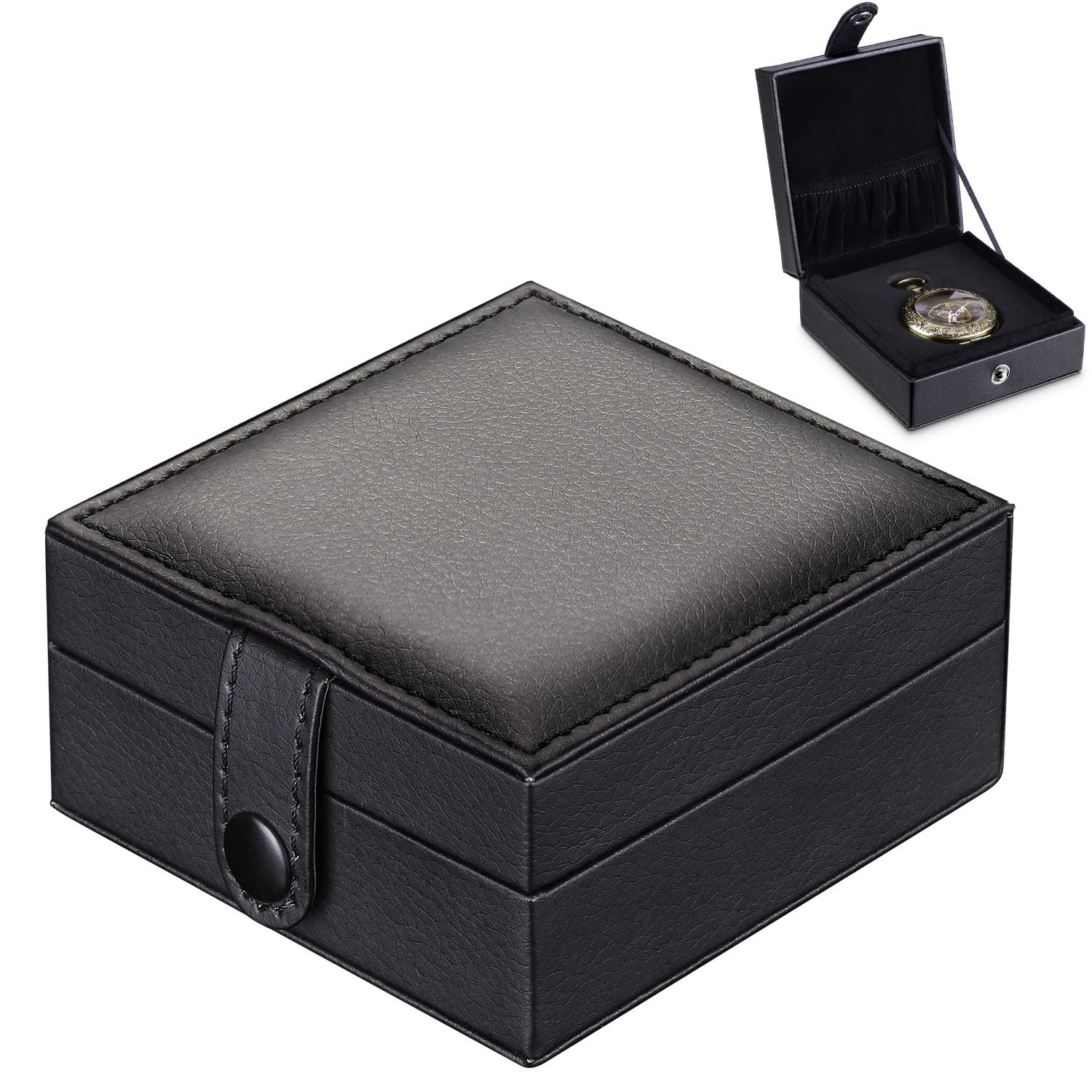 Premium PU Leather Pocket Watch Case - Single Portable Travel Watch Box Organizer with Display Stand | Stylish Storage & Gift for Men | Perfect for Travel, Collectors & Special Occasions
