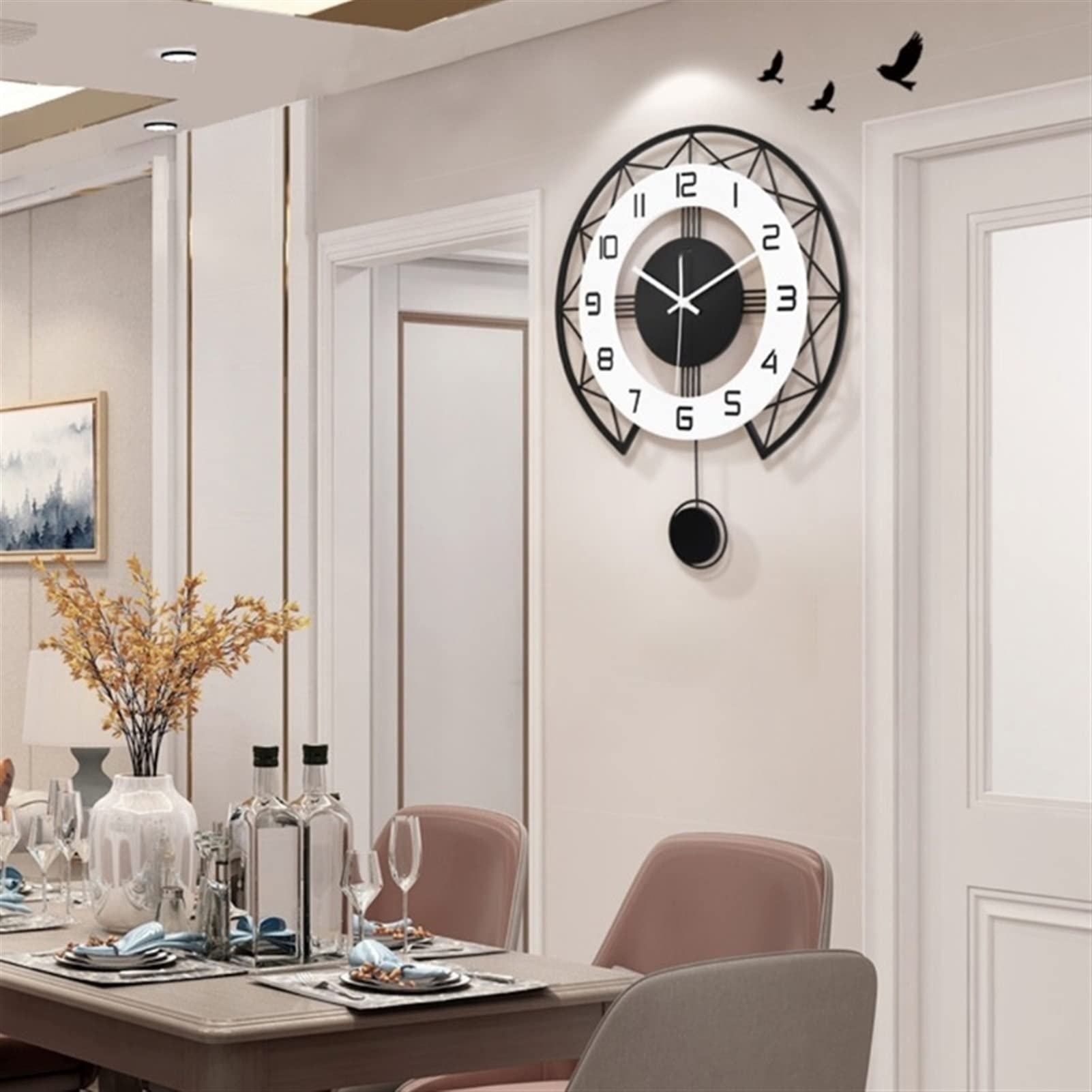 Modern Silent Quartz Wall Clock - Elegant Home Decor for Living Room, Bedroom & Office | Battery Operated, Noiseless Design with Pendulum | Perfect for Gifts, Home Styling & Interior Design