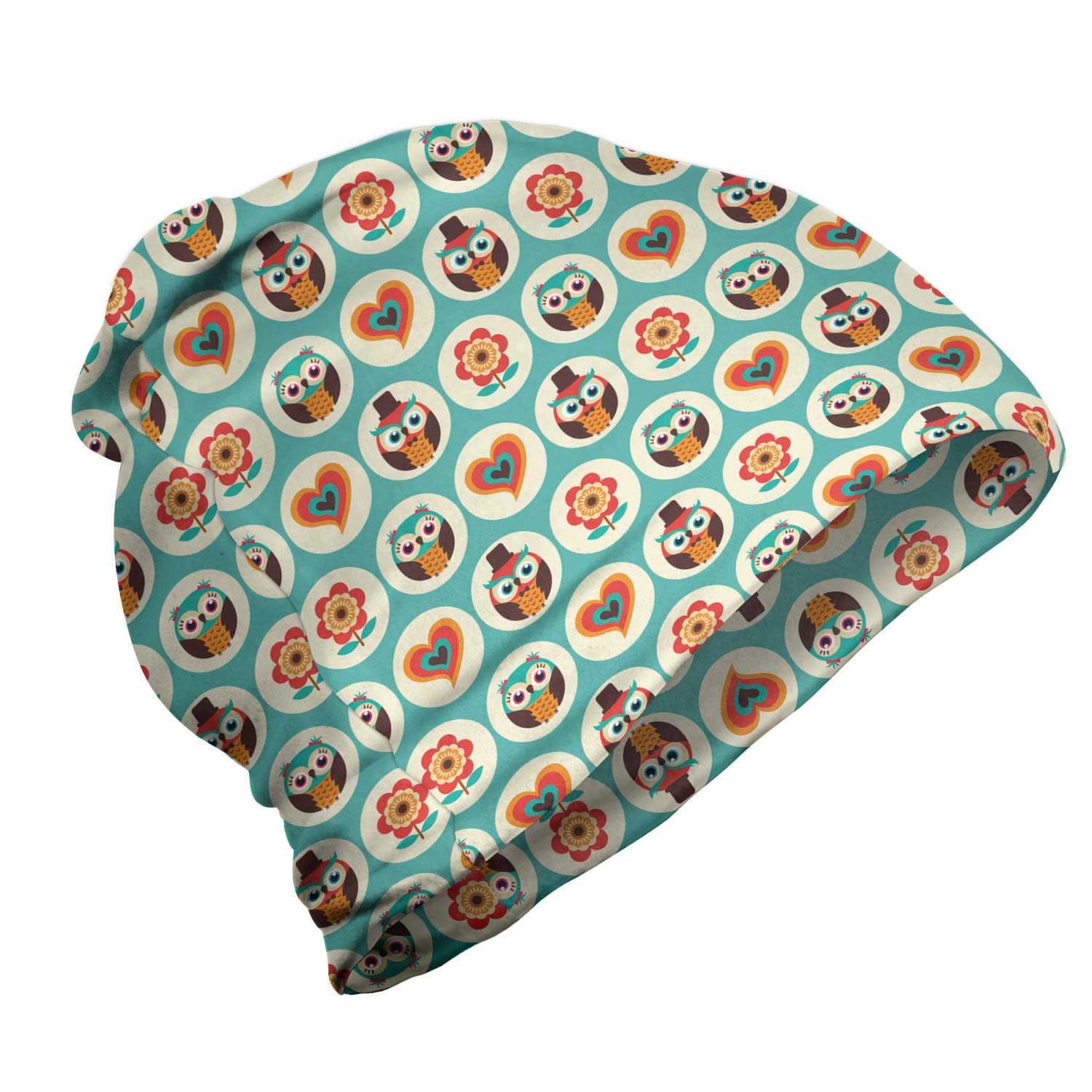 Ambesonne Unisex Beanie with Owl Design for Men & Women - Warm Knit Hat for Hiking, Outdoor Activities & Winter Fashion
