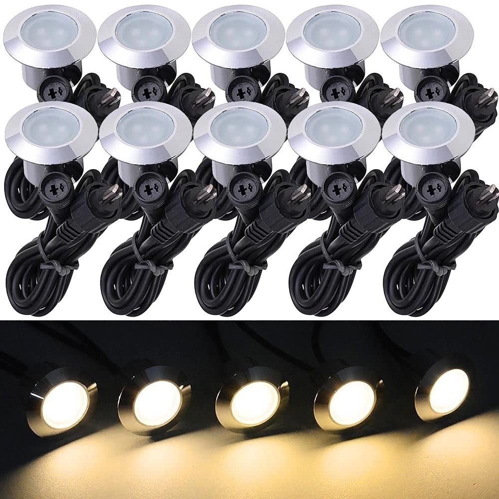 10-Pack Warm White LED Deck & Garden Lights - Low Voltage Landscape Lighting for Outdoor Patio, Yard, Pathway, and Backyard Decor