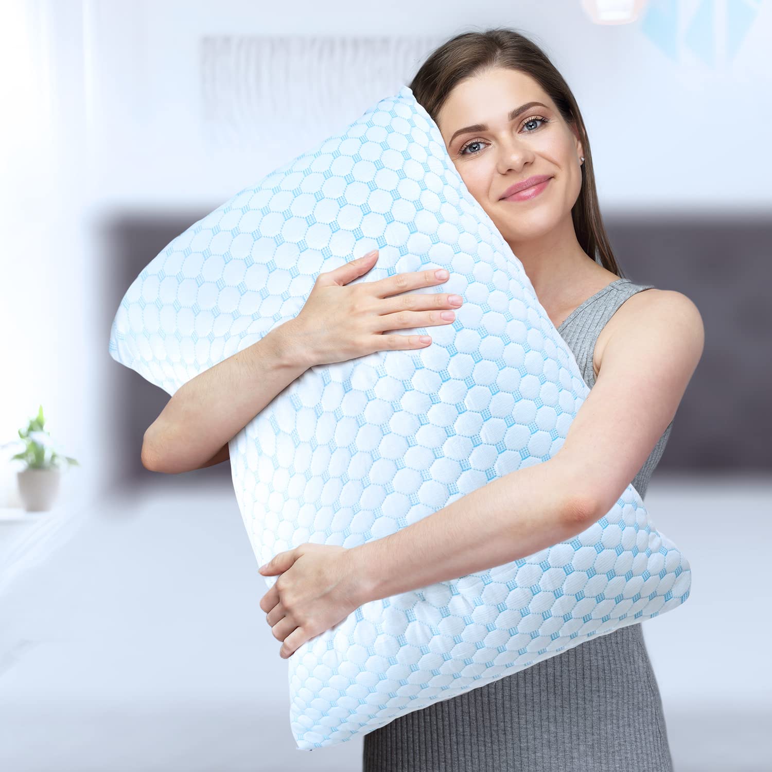 Nestl Cooling Body Pillows - Shredded Memory Foam & Gel Infused for Nighttime Comfort, Adjustable 20x54 Inch Breathable Bed Pillow (2-Pack) with Washable Cover - Perfect for Side Sleepers, Pregnancy Support & Hot Sleepers