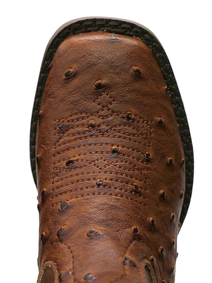 Roper 0807 Kids Western Boots - Tan Ostrich Print Square Toe Cowboy Boots for Boys & Girls | Perfect for Rodeo, Country Dance & Western Fashion