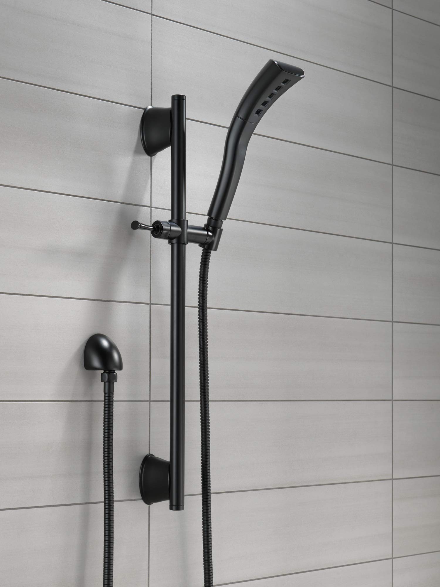 DELTA FAUCET 51579-BL Matte Black Single-Setting H2Okinetic Slide Bar Hand Shower - Water Saving Shower Head with Adjustable Height for Bathroom & Spa Relaxation