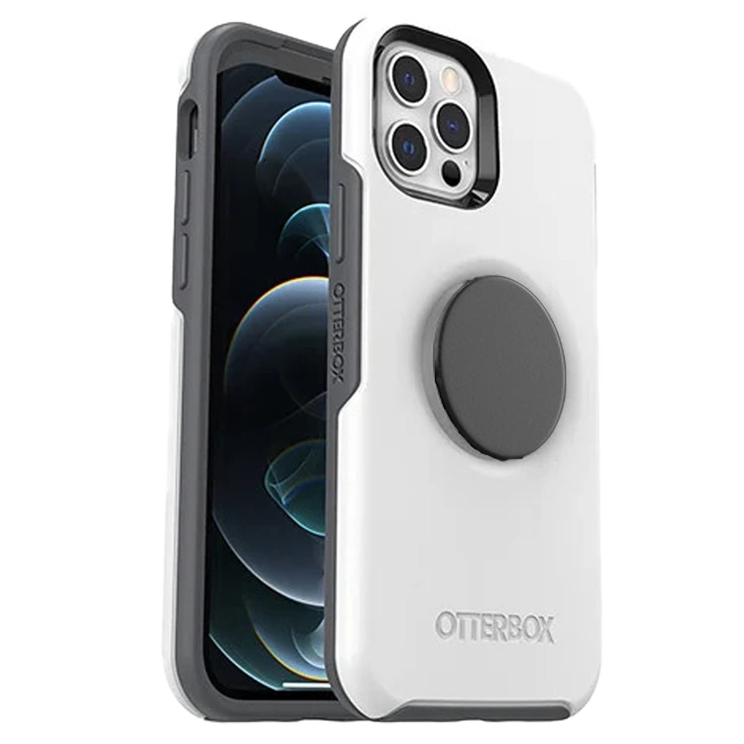 OtterBox Pop Symmetry Series Protective Case for iPhone 12 & iPhone 12 Pro (6.1 Inch) - Shockproof & Slim Design - Polar Vortex Color with Black PopTop - Perfect for Outdoor Activities & Daily Protection