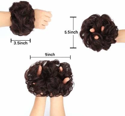 1PC Messy Bun Hair Extension with Elastic Band - Synthetic Hairpiece for Women & Girls (Brown) - Perfect for Parties, Weddings & Everyday Styling