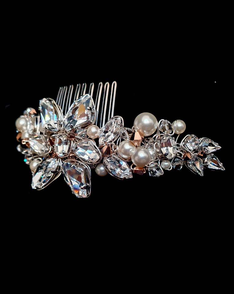 Elegant Bridal Hair Comb with Glamorous Large Crystals - Side Wedding Headpiece by Kezani | Perfect for Brides, Prom, and Formal Events