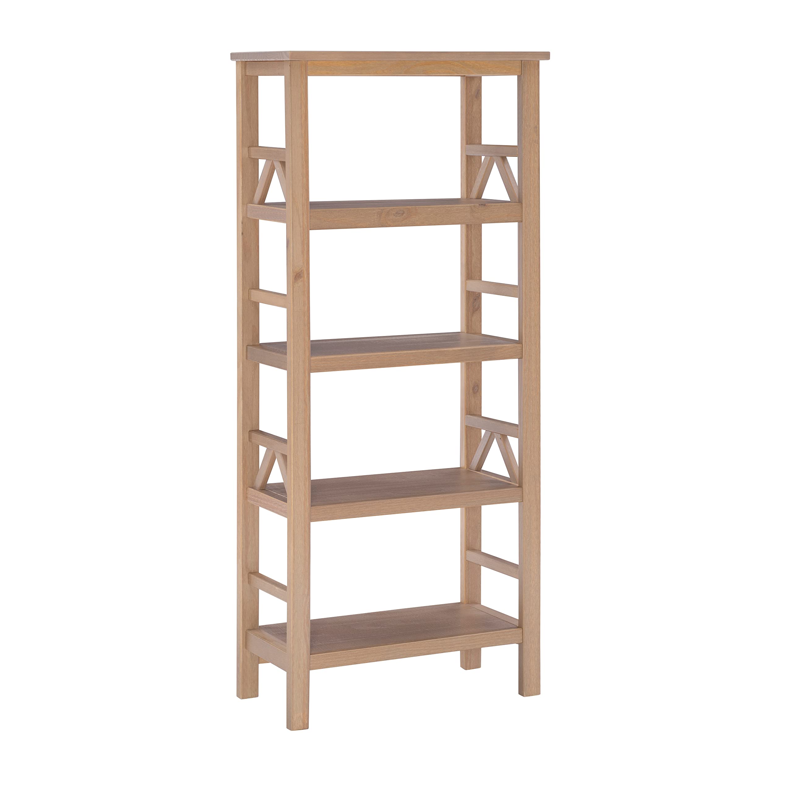 Linon Titian Driftwood Bookcase - 5 Shelf Wooden Book Storage Organizer for Living Room, Bedroom & Office - Rustic Home Decor Furniture for Books, Photos & Display Items