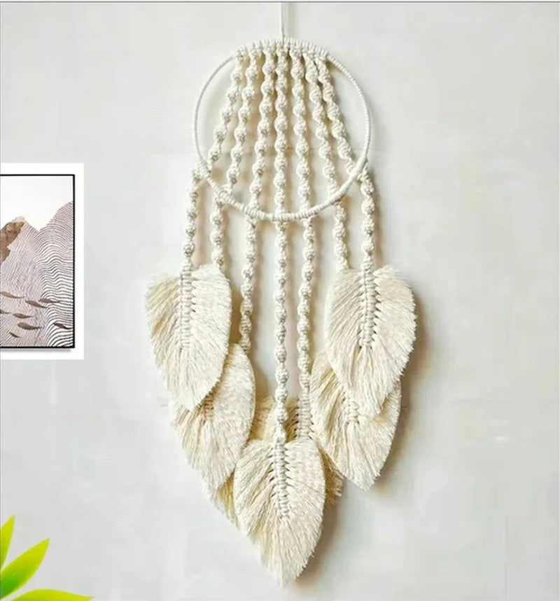 Feather Dreams Macrame Wall Hanging - Boho Chic Handmade Cotton Rope Decor for Bedroom, Living Room & Nursery | Perfect Bohemian Home Decor Gift