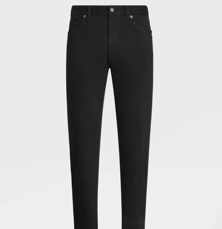 ZEGNA Men's Stretch Gabardine 5-Pocket Pants - Comfortable Slim Fit Dress Pants for Business Casual & Office Wear