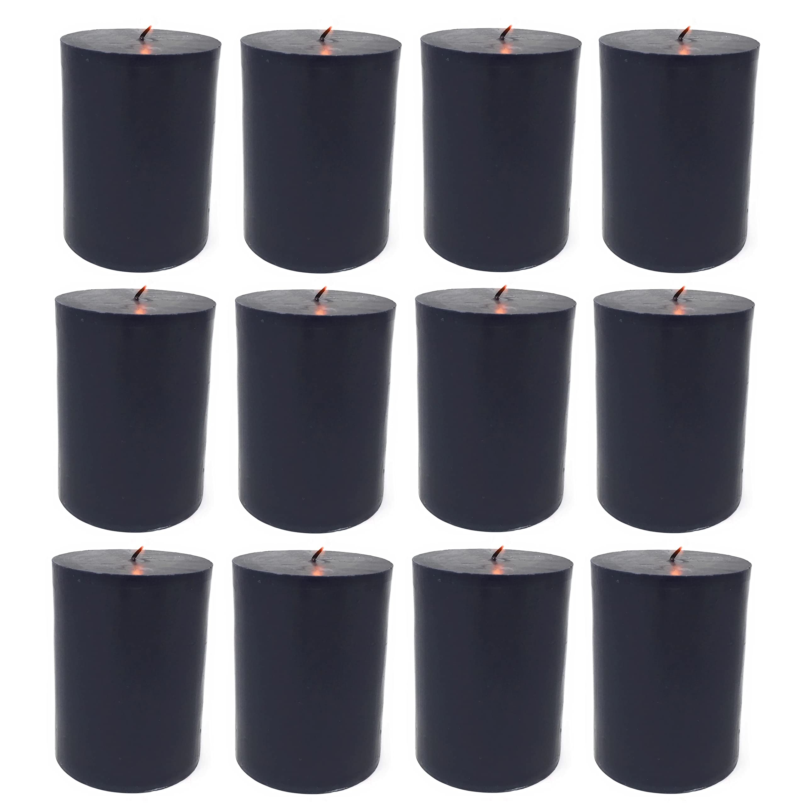 Set of 12 Black Pillar Candles - 3