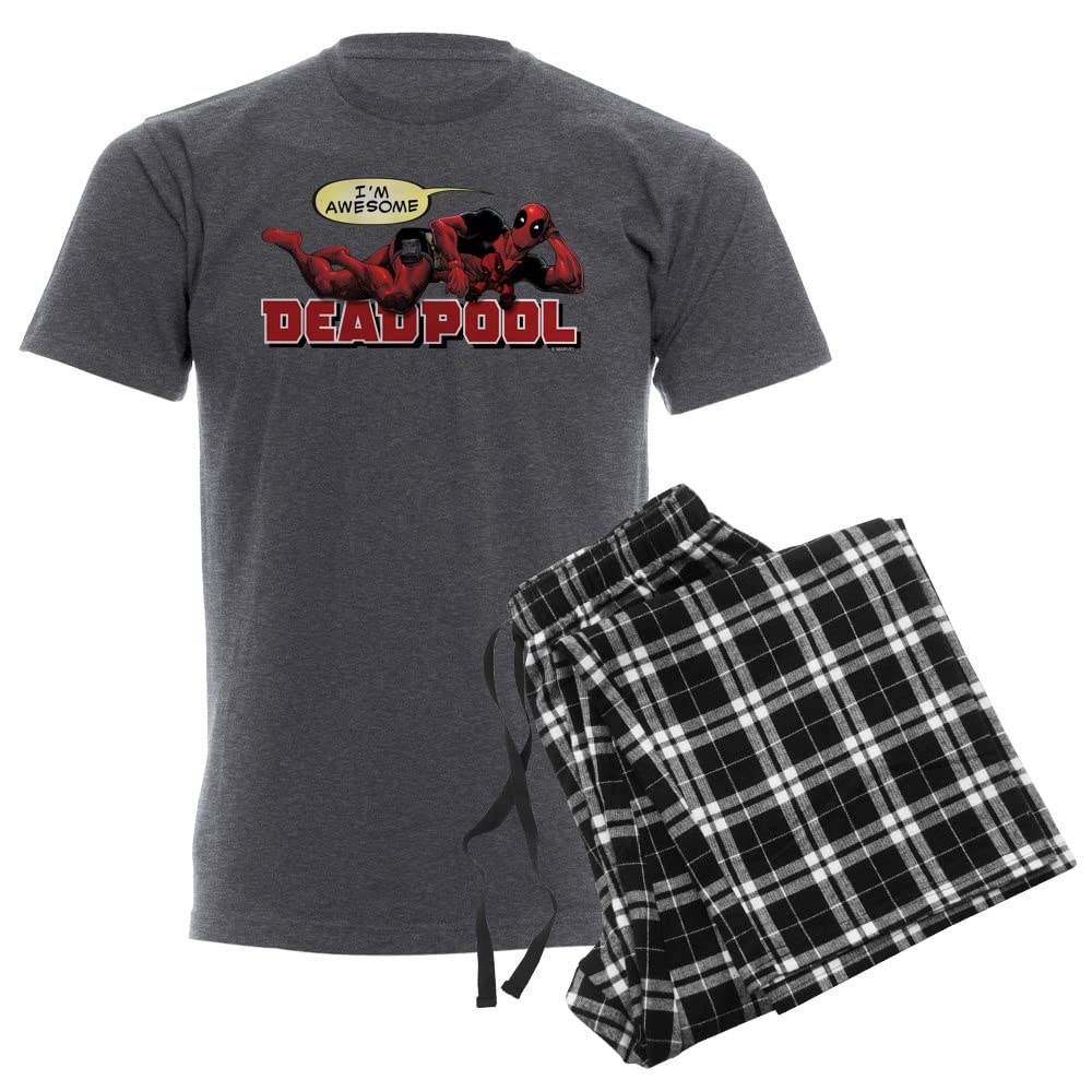 Deadpool Awesome Men's Charcoal Pajamas - Superhero Sleepwear for Marvel Fans, Lounge & Sleep Comfort