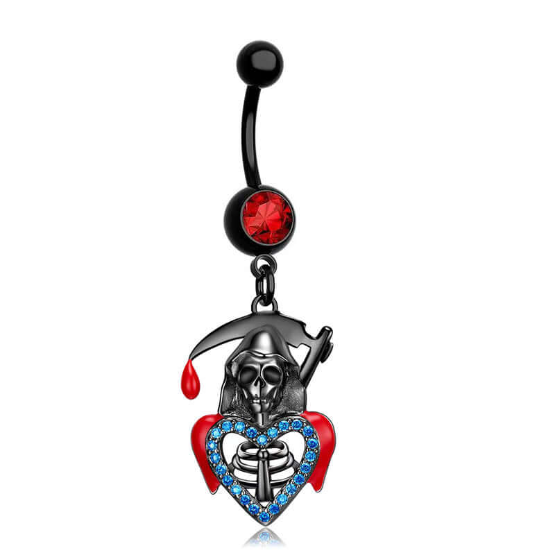 14G Goth Black Widow Vampire Bat Dangle Belly Button Rings - Body Jewelry for Piercing | Perfect for Halloween, Gothic Fashion & Alternative Style