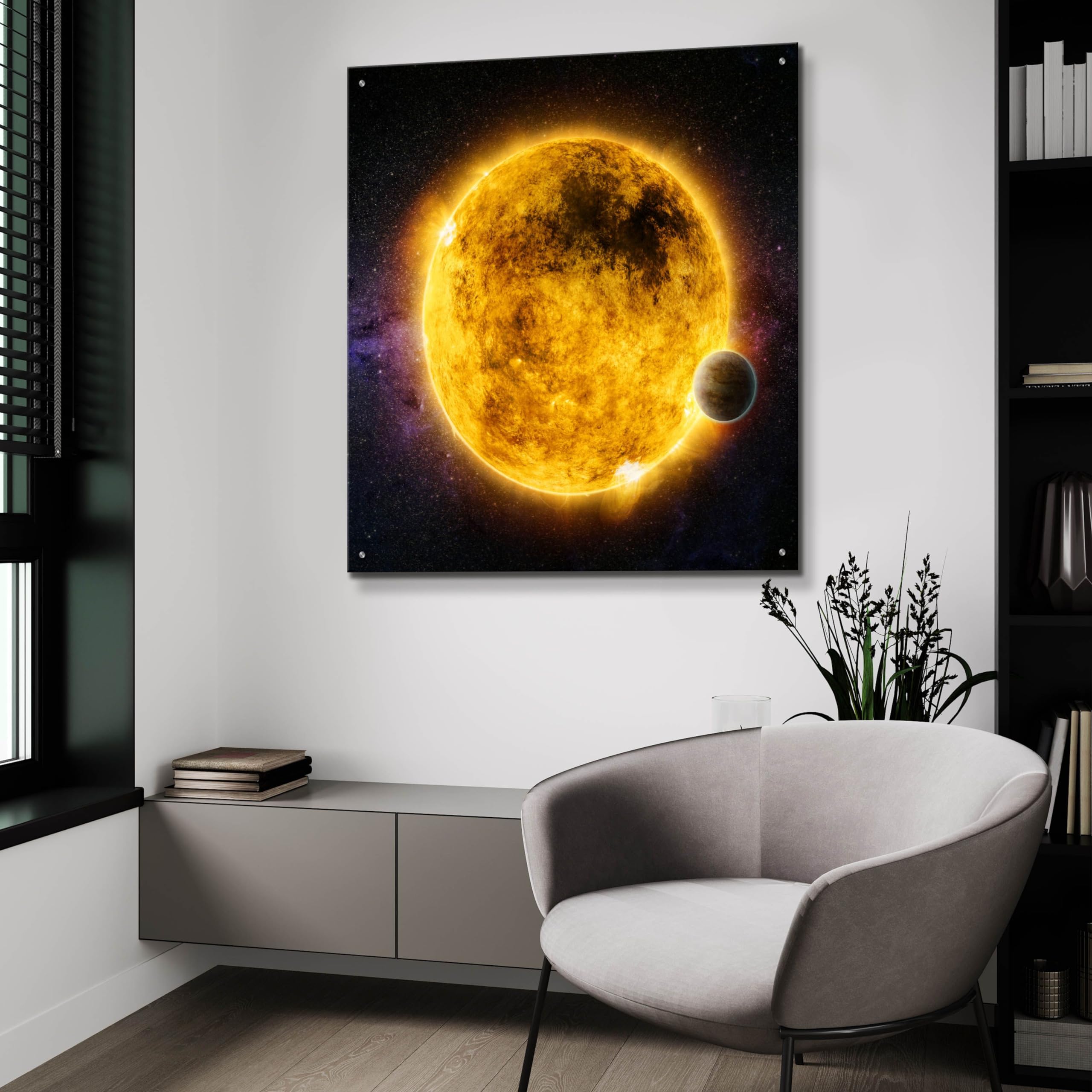 Epic 'Older Sun-Like Star' Acrylic Glass Wall Art - 36x36 Inches Modern Abstract Painting for Living Room, Bedroom & Office Decor
