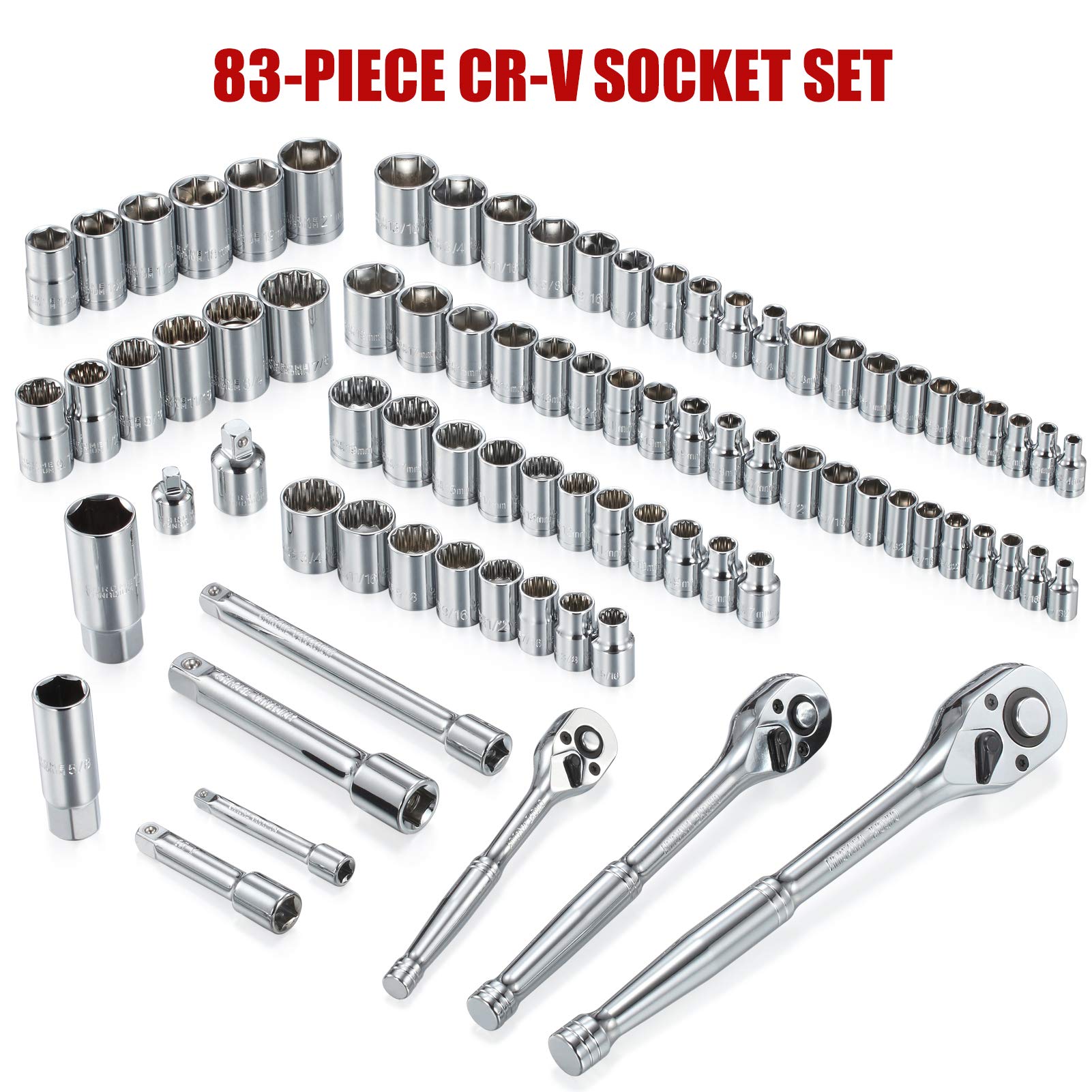 438-Piece Professional Mechanics Tool Set with 3-Drawer Heavy Duty Metal Toolbox - Complete Automotive Repair Kit for DIY, Home & Garage Use