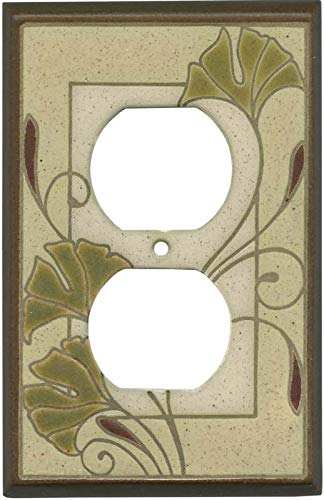 Ginkgo Ceramic Outlet Covers - Decorative Wall Plate Covers for Home & Office - Elegant Electrical Outlet Cover Plates for Living Room, Bedroom, Kitchen
