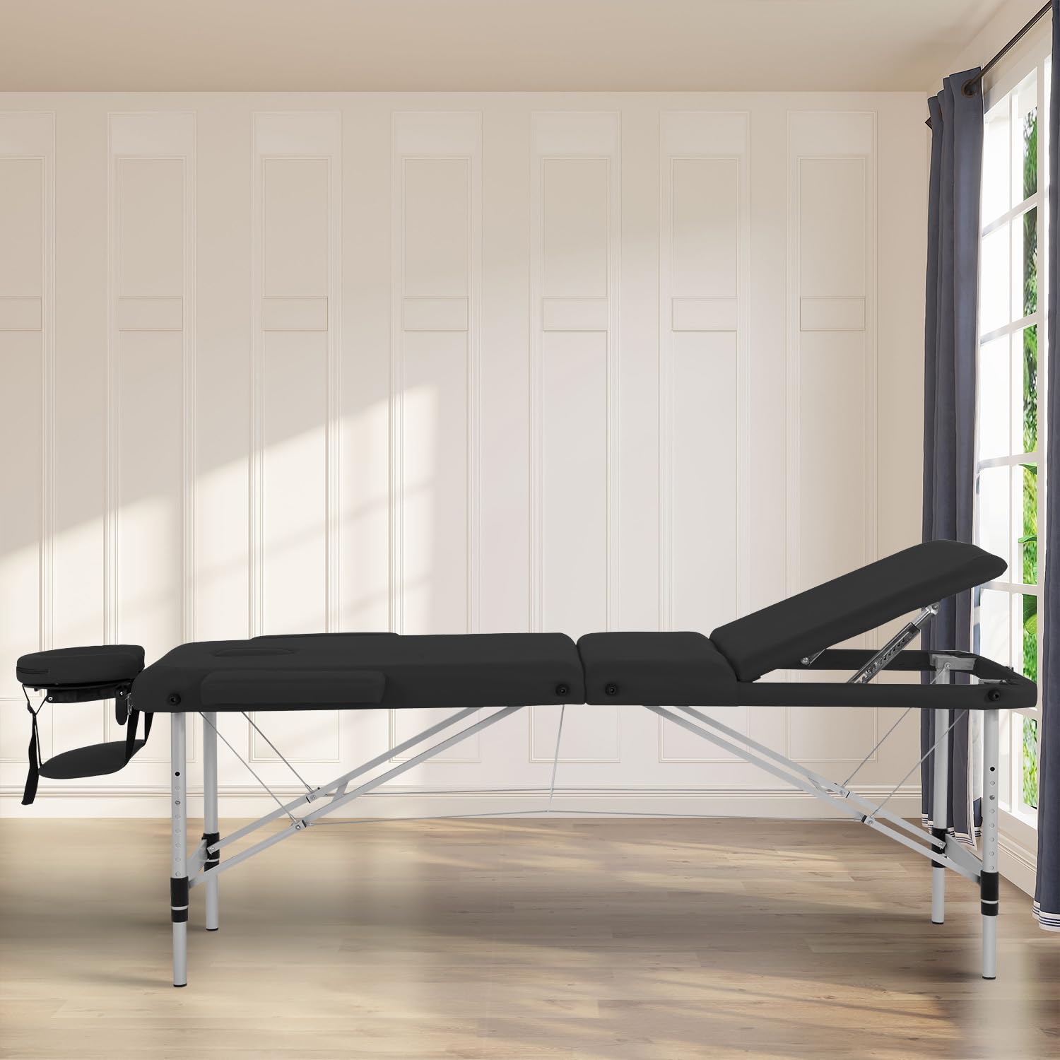 Portable Massage Table - Adjustable Height Aluminum Folding Spa Bed with Non-Woven Carrying Bag | Professional Massage Therapy, Home Spa, Beauty Salon & Lash Extension Use