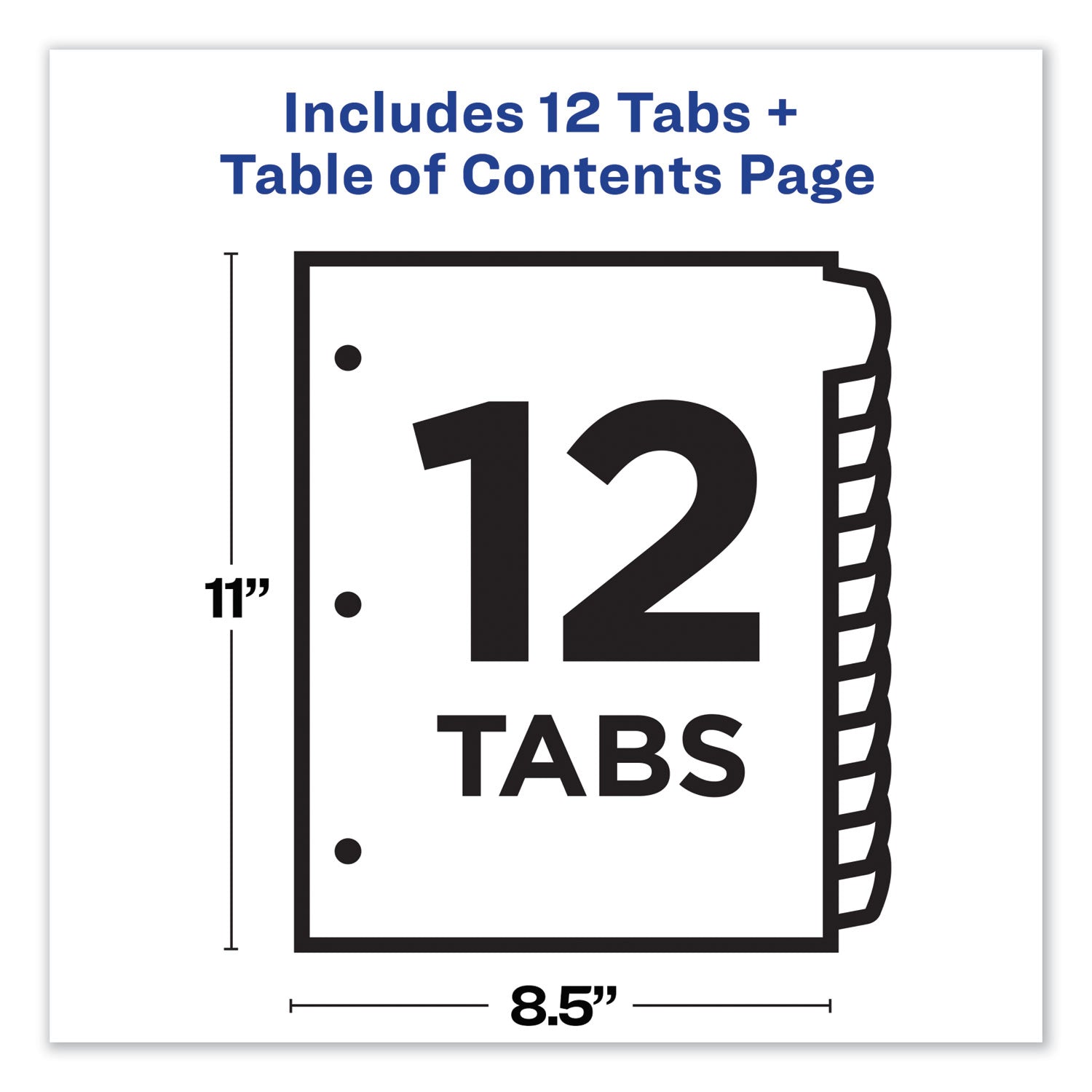 Avery Customizable TOC Ready Index Multicolor Tab Dividers - 12 Tabs (1-12), 11