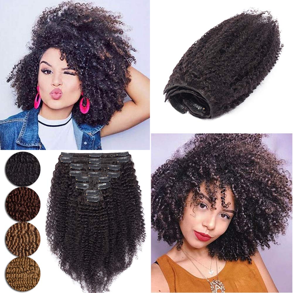 Afro Kinky Curly Clip-In Human Hair Extensions 20