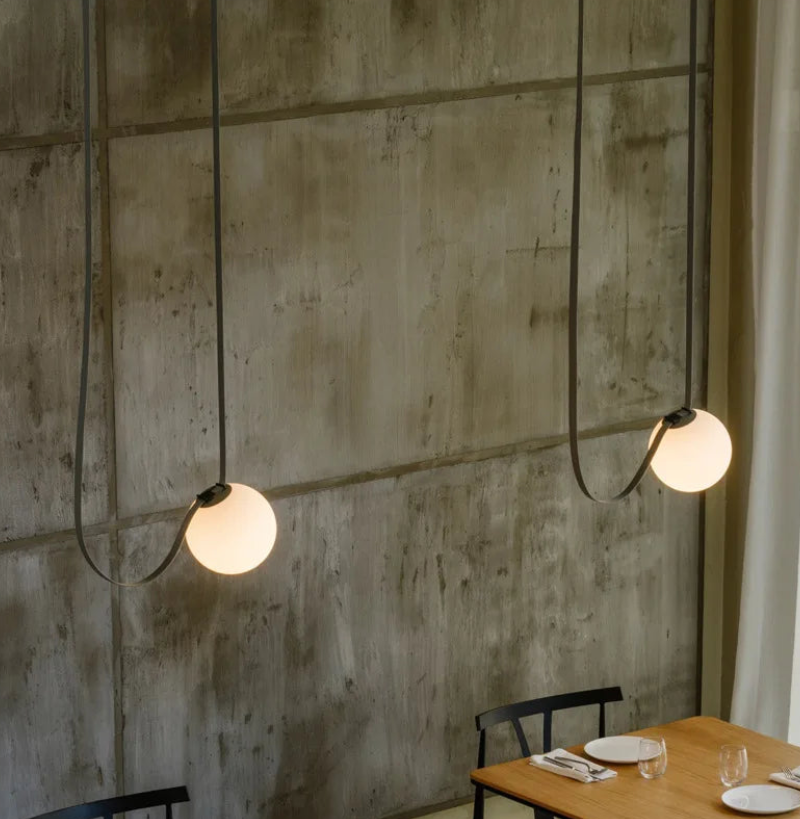 Modern Suspended Sphere Belted Pendant Light - Industrial Style Ceiling Fixture for Dining Room, Kitchen Island & Bedroom Decor