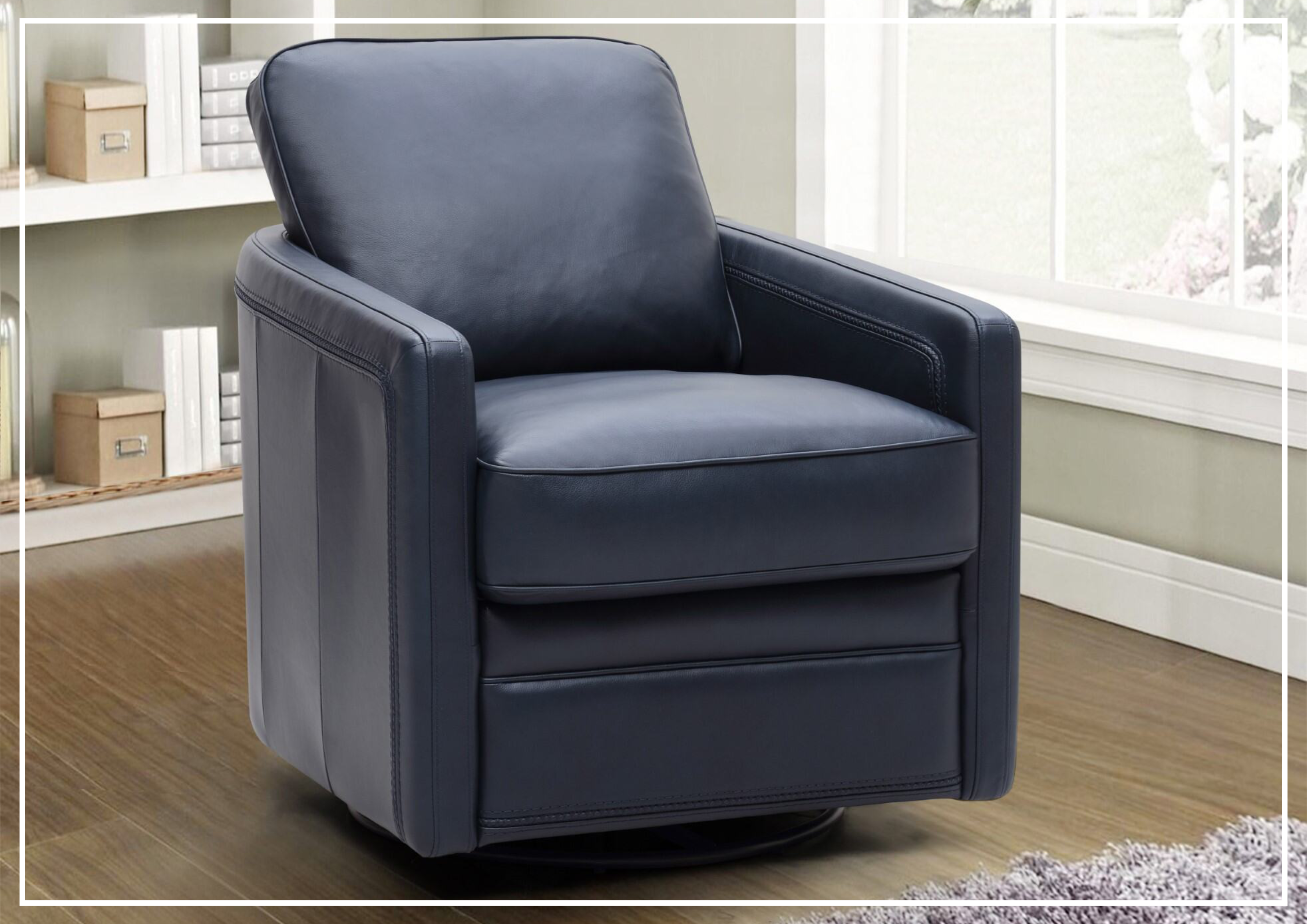 Gio Italia Torin Leather Glider Swivel Chair - Modern Recliner for Living Room, Office & Lounge - Premium Leather Gliding Rocker with 360° Swivel Base