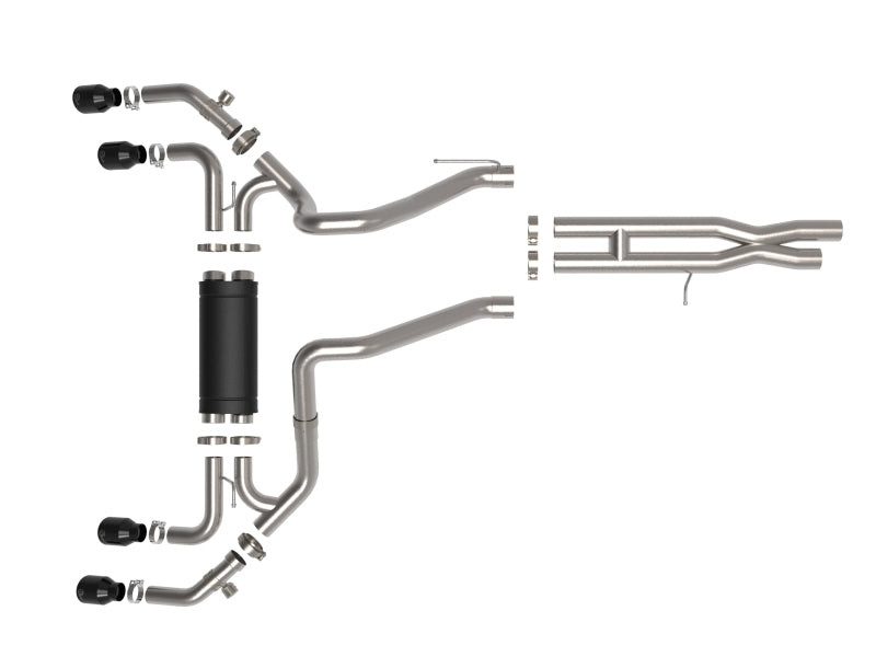 AFE Vulcan Cat Back Exhaust System with Black Tips for Jeep Wrangler Rubicon 6.4L 392 (2021-2025) - High Performance Exhaust Upgrade for Off-Road & Street Driving