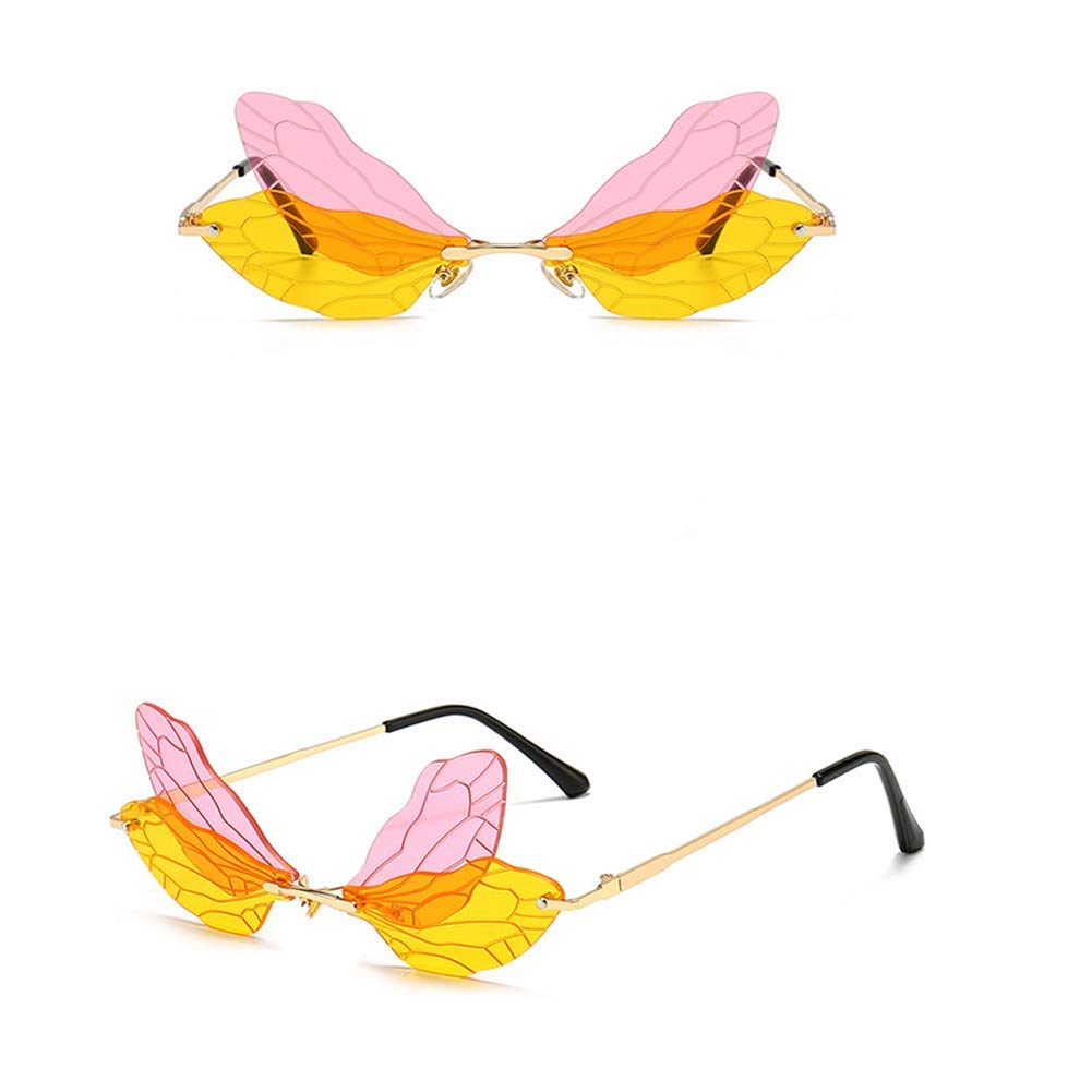 ENTHYI Dragonfly Wing Shape Sunglasses for Women & Men - Frameless Irregular UV Protection Glasses for Outdoor, Beach, Party & Fashion Accessories