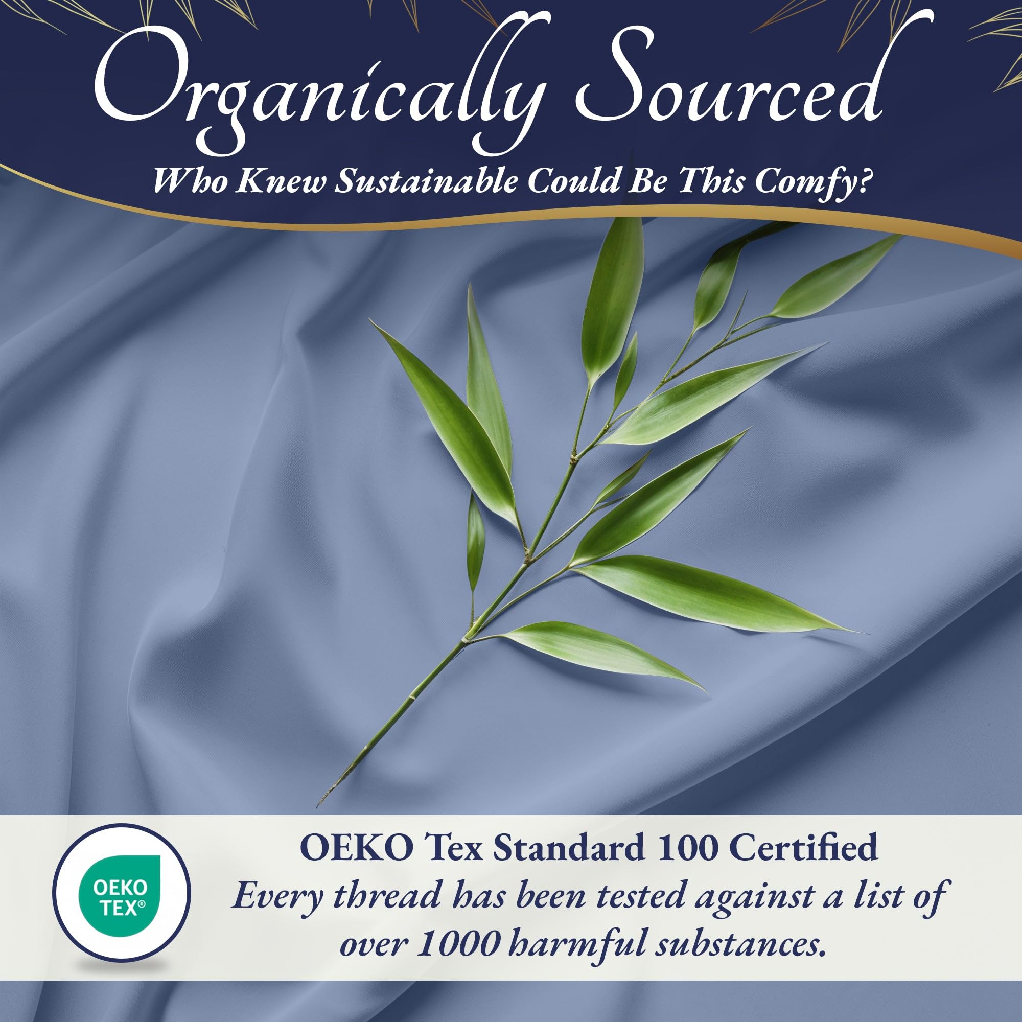 DECOLURE 100% Organic Bamboo Viscose Queen Size Sheet Set 4pcs - Ultra Soft Cooling Bed Sheets with 17