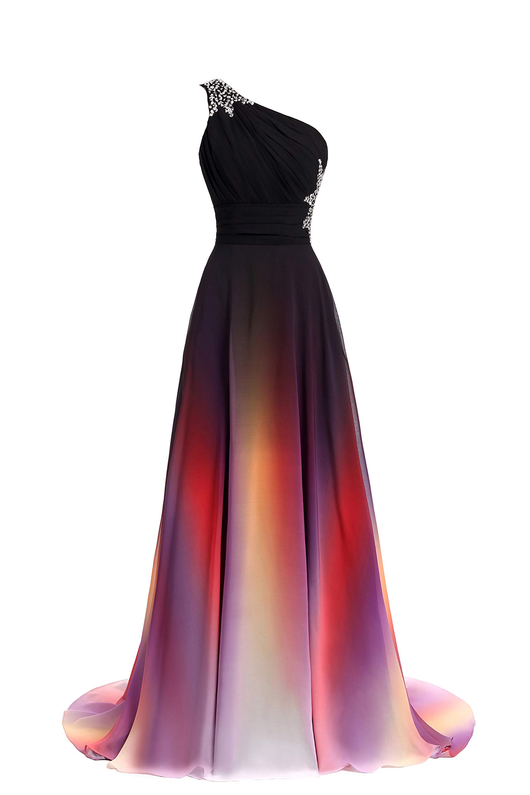 Elegant ANGELA Women's One Shoulder Ombre Long Evening Dress for Prom, Wedding & Party | Formal Gowns for Special Occasions, Red Carpet Events & Black Tie Galas
