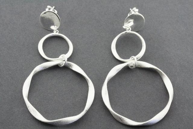 Sterling Silver 925 Folded Circle Drop Earrings for Women - Elegant Dangle Hoop Earrings for Party, Wedding & Everyday Wear