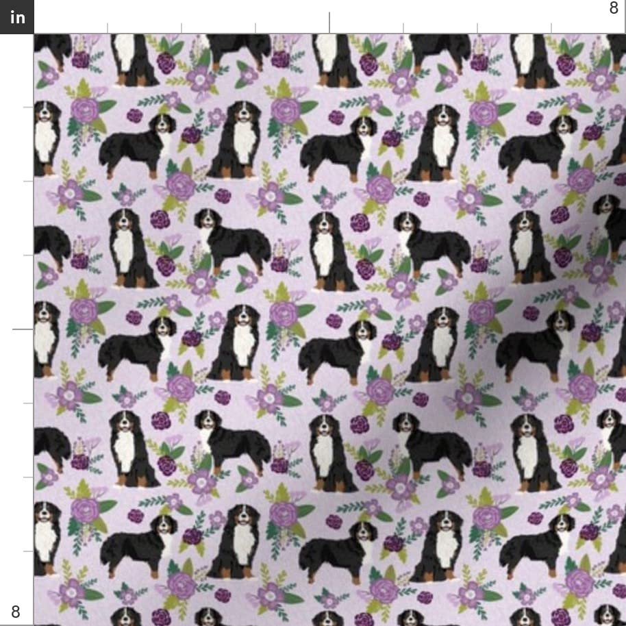 Tiny Bernese Mountain Dog Floral Printed Upholstery Velvet Fabric by The Yard - Pet Quilt, Home Decor & Apparel Material | Perfect for DIY Dog-Themed Quilts, Sofa Covers & Fashion Projects