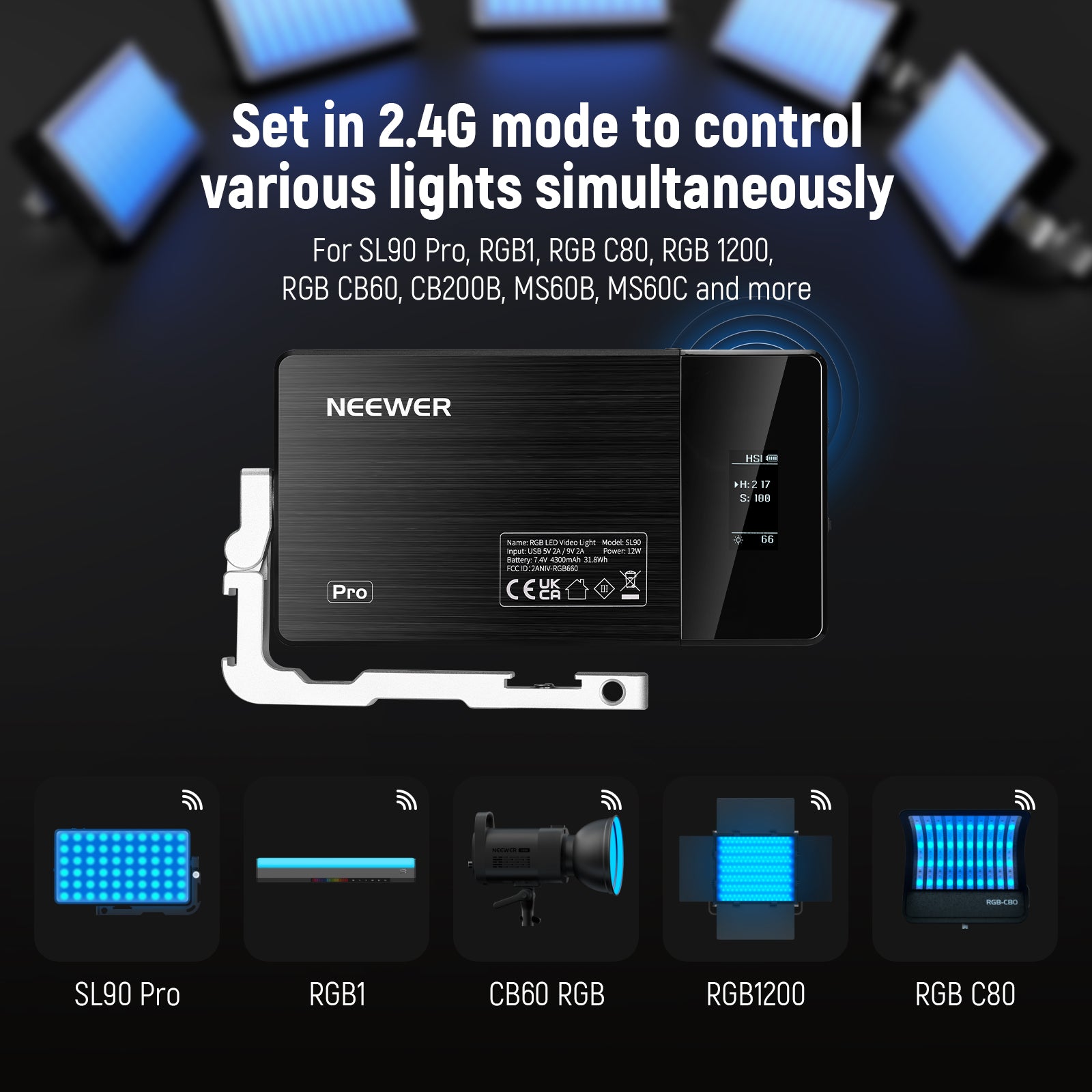 NEEWER SL90 RGB LED Video Light with App & 2.4G Wireless Control - Professional Lighting for YouTube, TikTok, Photography & Live Streaming