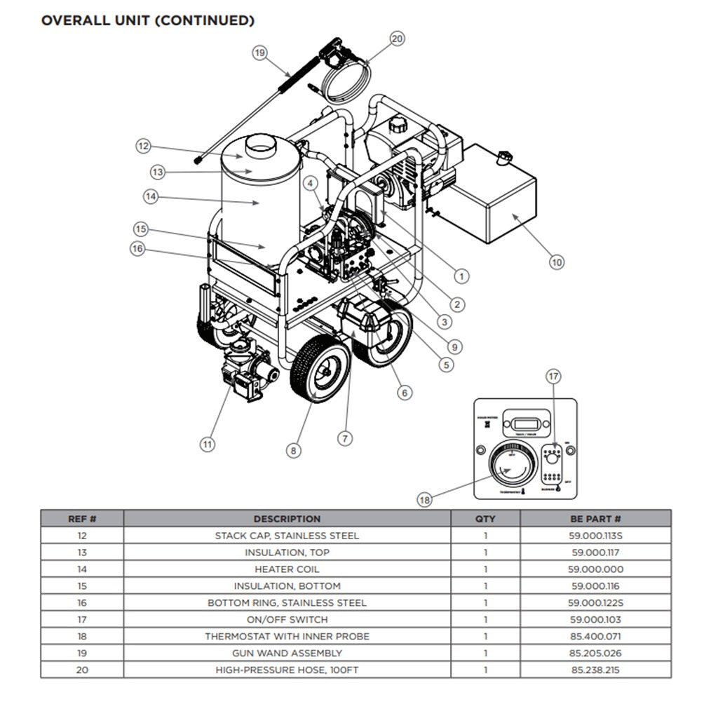 HW4013HBG BE Hot Water Pressure Washer Parts - Replacement Components for Commercial & Industrial Cleaning Equipment | Perfect for Car Wash, Construction Site, and Factory Maintenance