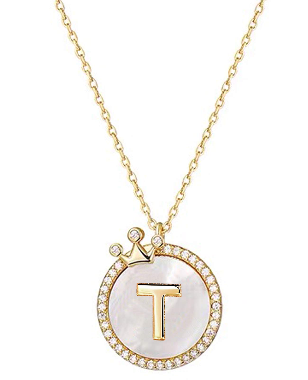 14K Gold Plated Dainty Initial Necklace for Women - Personalized Letter Chain with Crown Charm | Perfect Gift for Birthday, Anniversary & Everyday Elegance