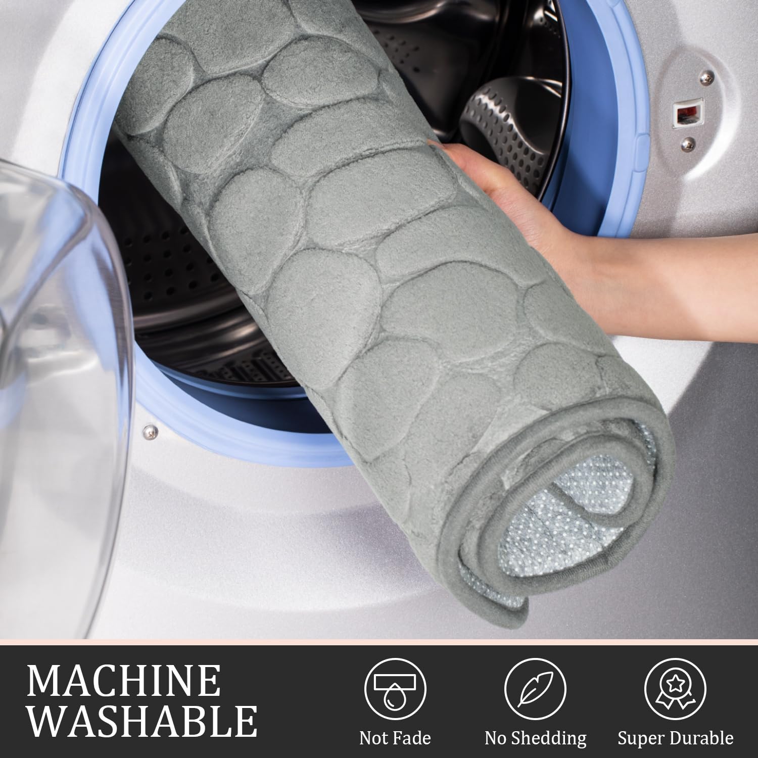 YIHOUSE 3-Piece Memory Foam Bathroom Rugs Set - Non-Slip, Washable for Tub & Floor