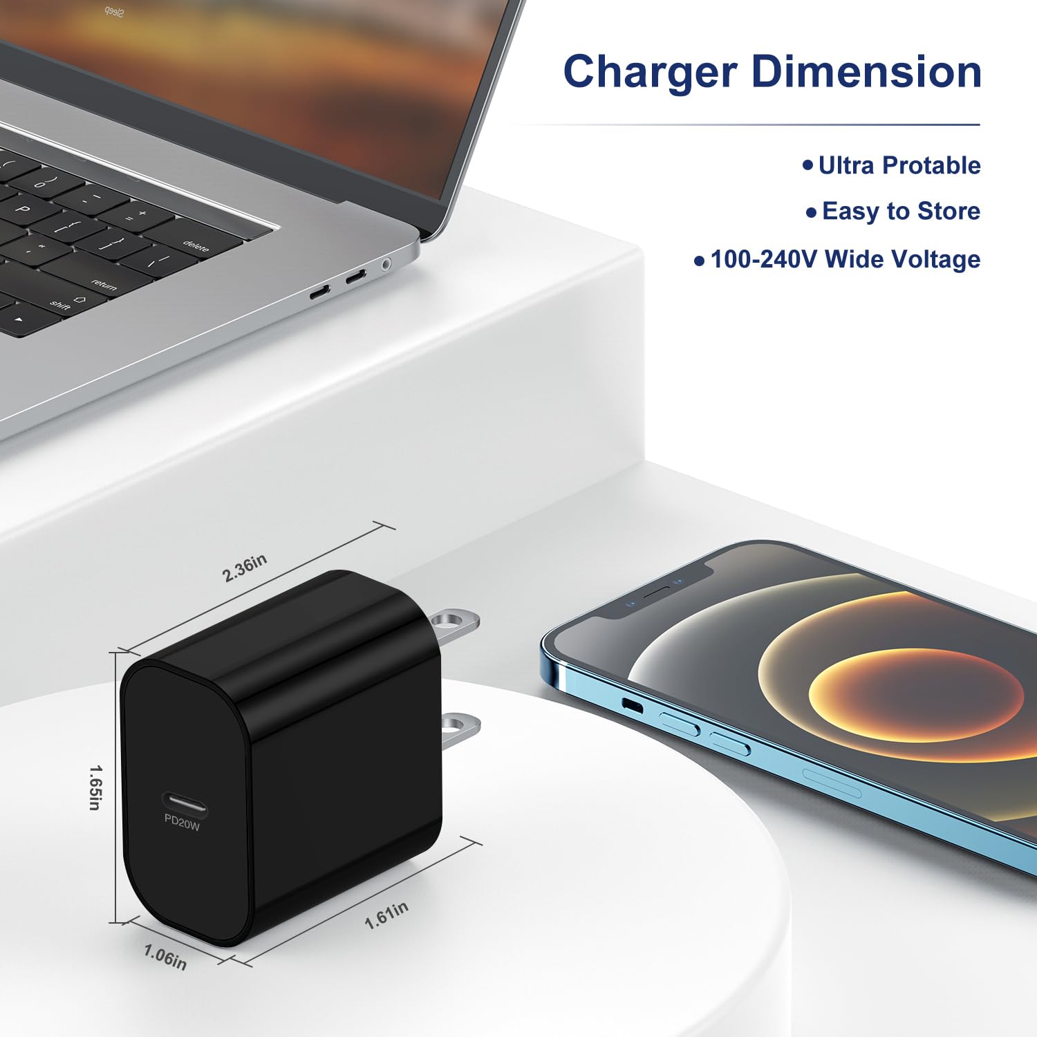 Apple MFi Certified 20W USB C Fast Charger Block - Type-C Wall Charging Plug & Power Adapter for iPhone 16 Pro Max/16 Pro/15 Plus/15 Pro Max/14/14 Pro Max/13/13 Pro/12/12 Mini/11 - Perfect for Home, Office & Travel (Black)