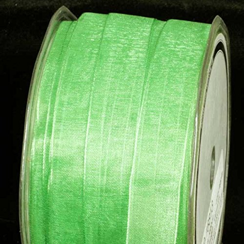 Premium Green Apple Narrow Organdy Craft Ribbon - 16mm x 100 Yards (91m) for Gift Wrapping, DIY Crafts, Wedding Decorations & Party Favors