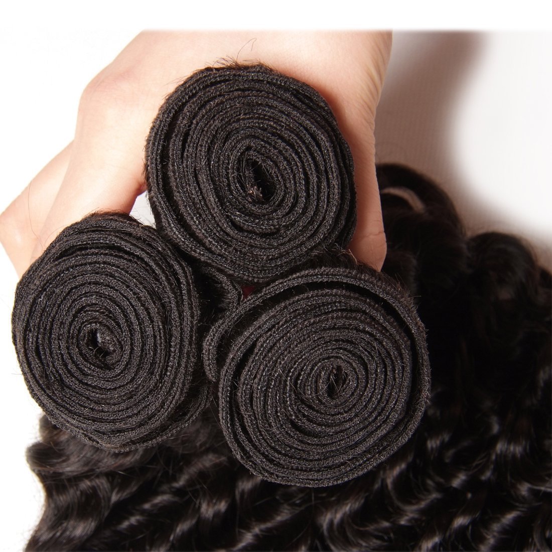 Beauty Forever 7A Virgin Brazilian Hair Deep Curly Wave Bundles 100% Unprocessed Human Hair Extensions (16 18 20 Inch) - Perfect for Daily Styling, Special Occasions & Salon Use