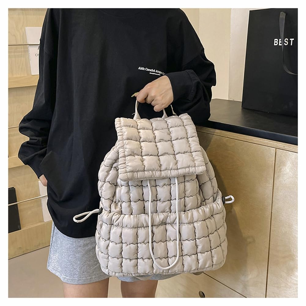 Quilted Backpack for Women - Lightweight Puffer Drawstring Hiking Backpack with Padding, Water-Resistant Travel Backpack for College, Gym & Outdoor Adventures | Perfect for School, Commuting & Weekend Getaways